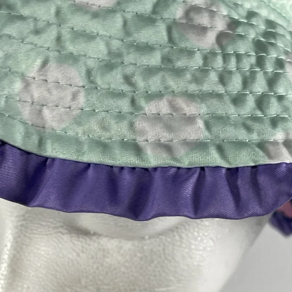 UVSkinz Reversible Toddler Sun Hat - UPF 50+ Mint Polka Dot & Fish Print Size 7